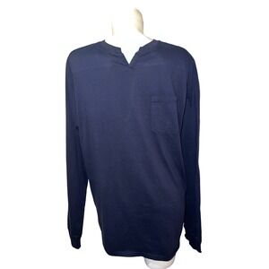 Good Man Brand Top Navy Blue Long Sleeve Henley Pocket T-Shirt Men's XL Casual